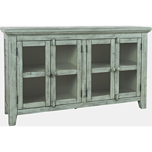 Rustic Shores 54" Credenza Cabinet in Distressed Blue Wood